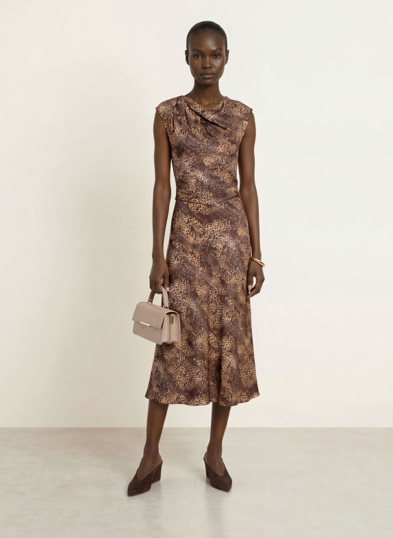 REISS Kleid CAMIE DUNKELBRAUN / BEIGE