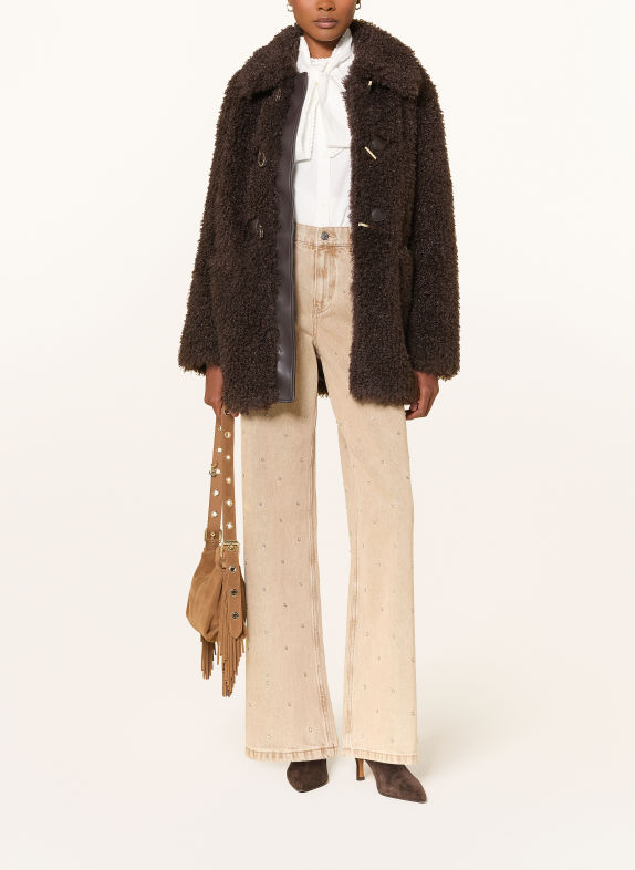 maje Kunstfell-Jacke DUNKELBRAUN / GOLD