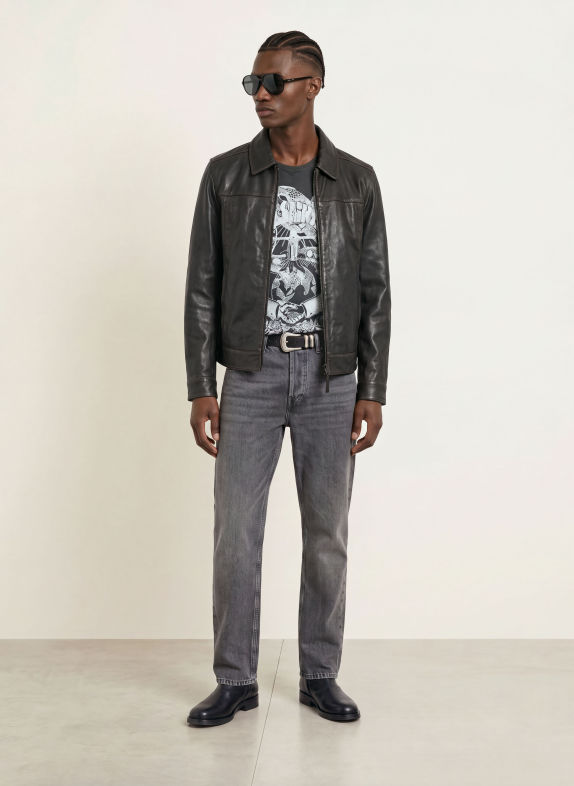 ALLSAINTS Lederjacke OAKLAND DUNKELBRAUN