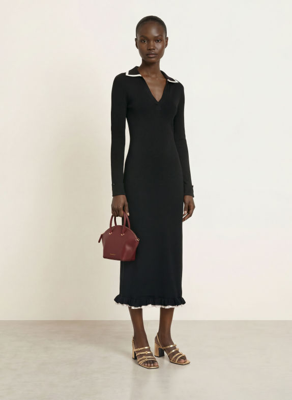 CLAUDIE PIERLOT Strickkleid SCHWARZ / WEISS