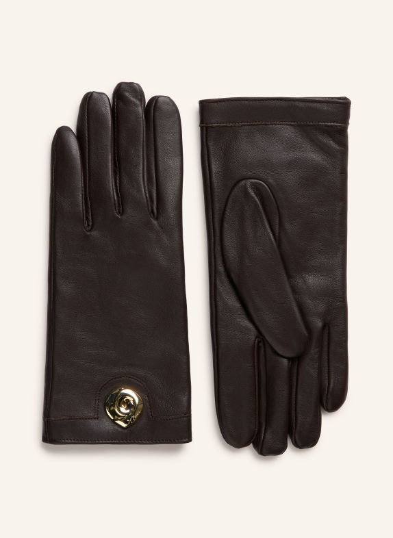 CLAUDIE PIERLOT Lederhandschuhe DUNKELBRAUN