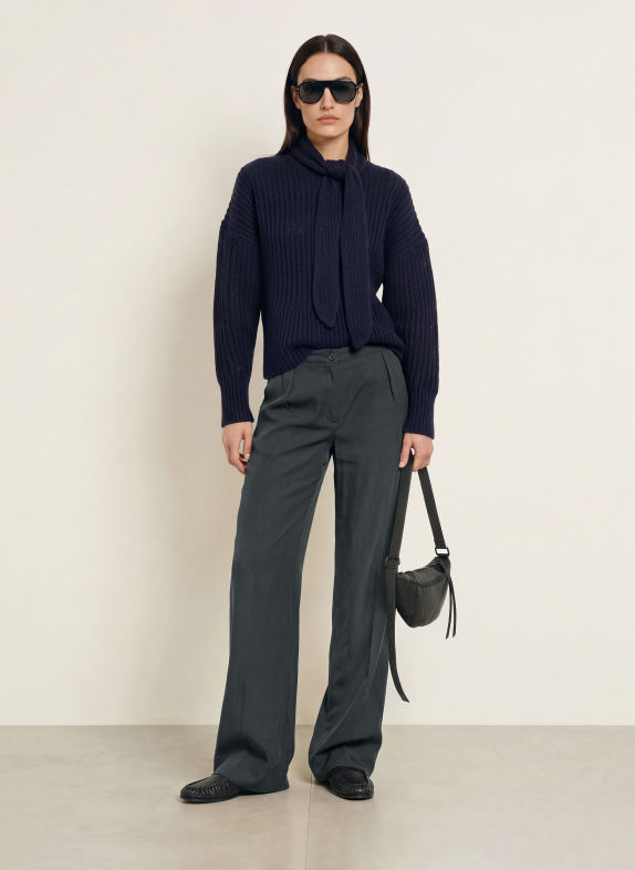 ALLSAINTS Pantalon palazzo en satin BLEU FONCÉ