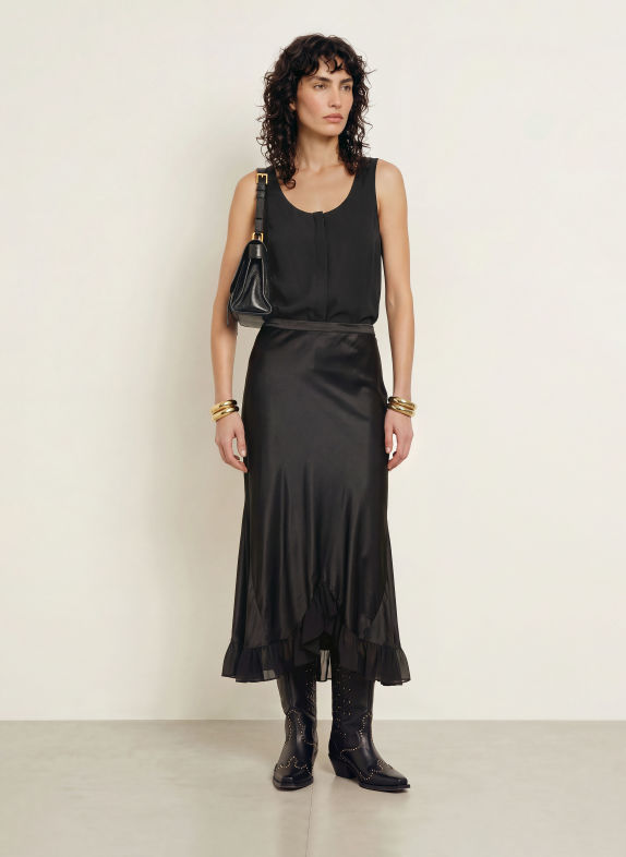 ALLSAINTS Blusentop MILLA mit Seide SCHWARZ