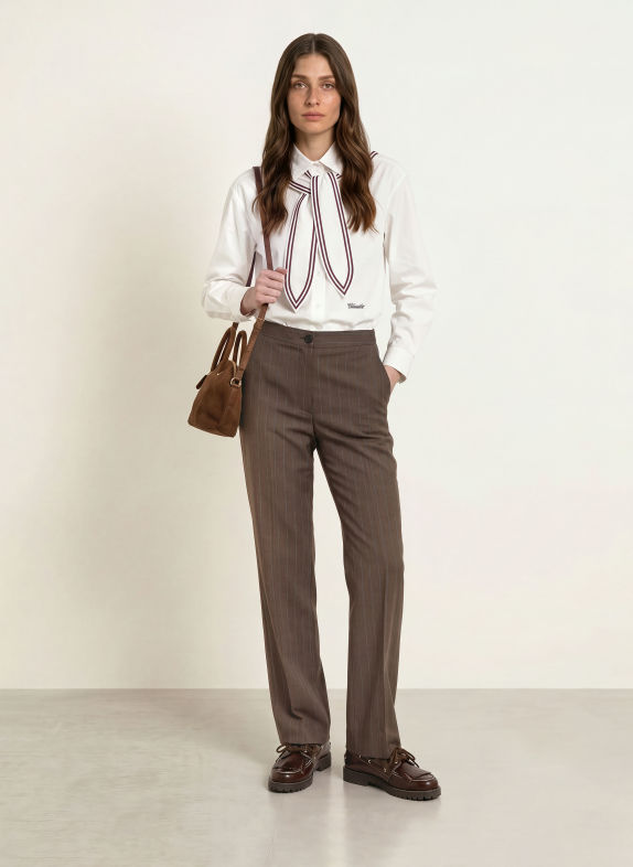 CLAUDIE PIERLOT Marlenehose BRAUN / BLAU