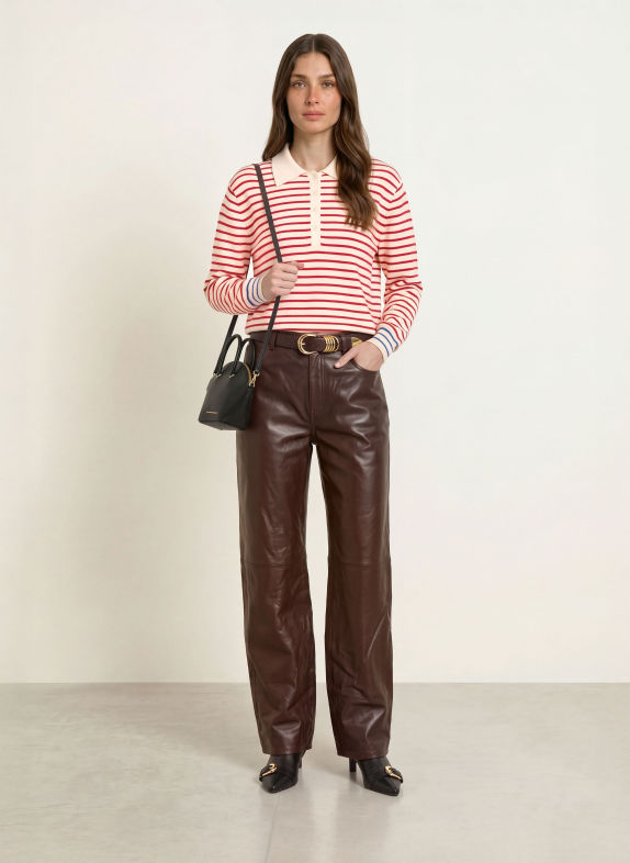 CLAUDIE PIERLOT Lederhose DUNKELBRAUN