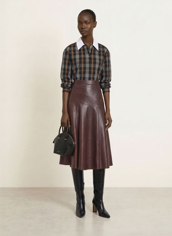 CLAUDIE PIERLOT Lederrock DUNKELROT