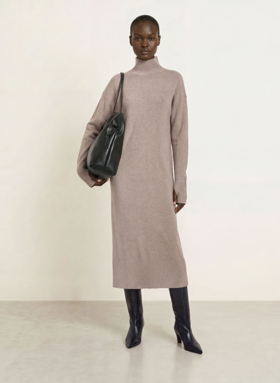 LADNERI HAMPTONS Knit Dress with Cashmere BEIGE