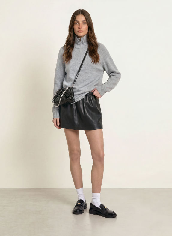 maje Sweter typu troyer JASNOCZARY