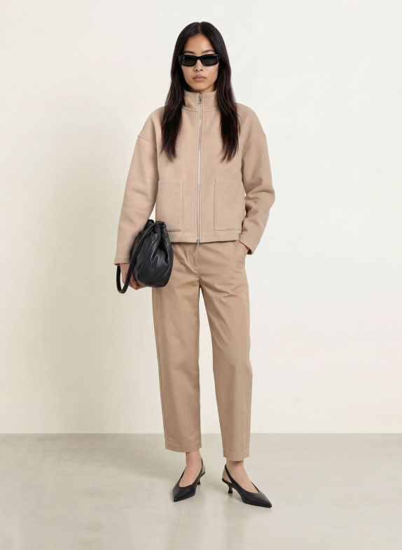 OPUS Sweat zippé GINKA MARRON CLAIR