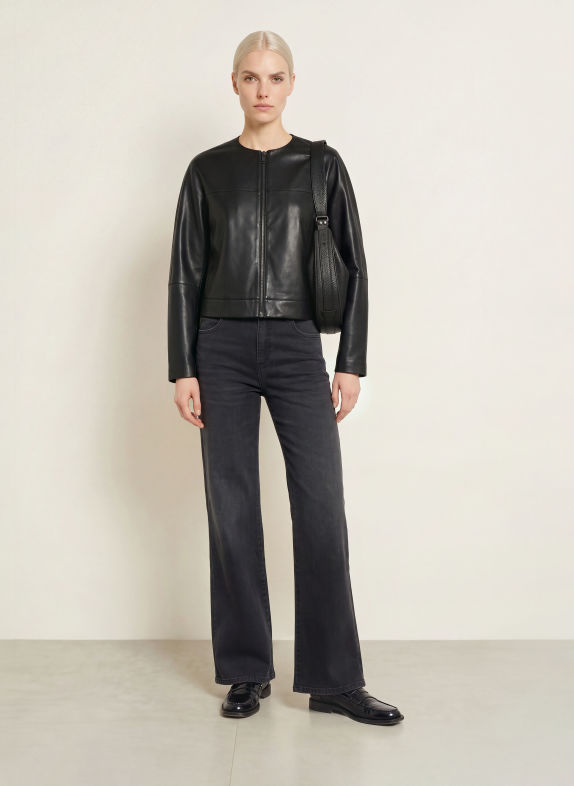 OPUS Veste JATINA aspect cuir NOIR