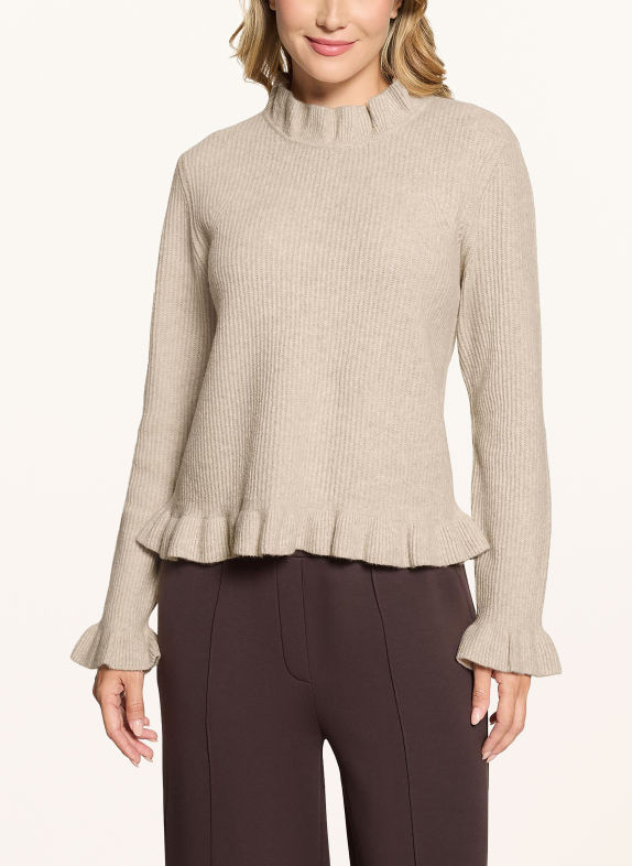 CARTOON Pullover mit Rüschen BEIGE