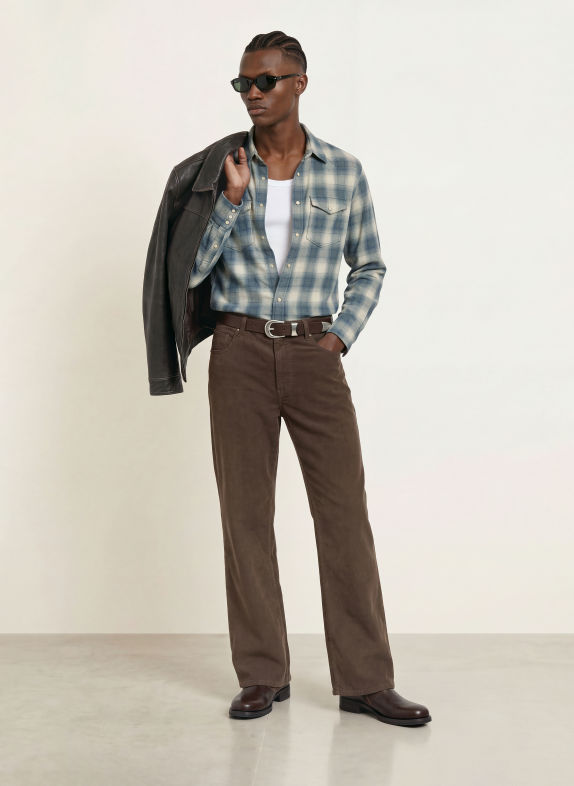 ALLSAINTS Flanellhemd BROOKS Regular Fit BLAUGRAU / BLAU