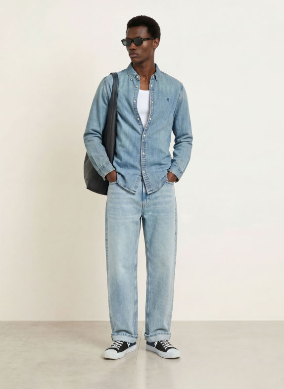 ALLSAINTS Jeanshemd GLEASON Slim Fit LICHTBLAUW