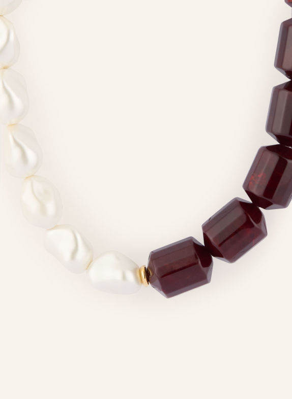VANESSA BARONI Halskæde BARREL PEARL MØRKERØD / GULD / HVID