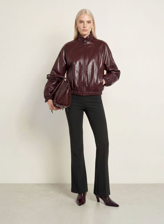 Joseph Ribkoff Blouson in Lederoptik DUNKELROT