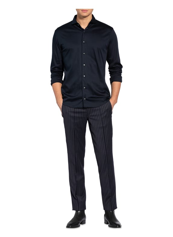 van Laack Jersey overhemd PER Tailor Fit DONKERBLAUW