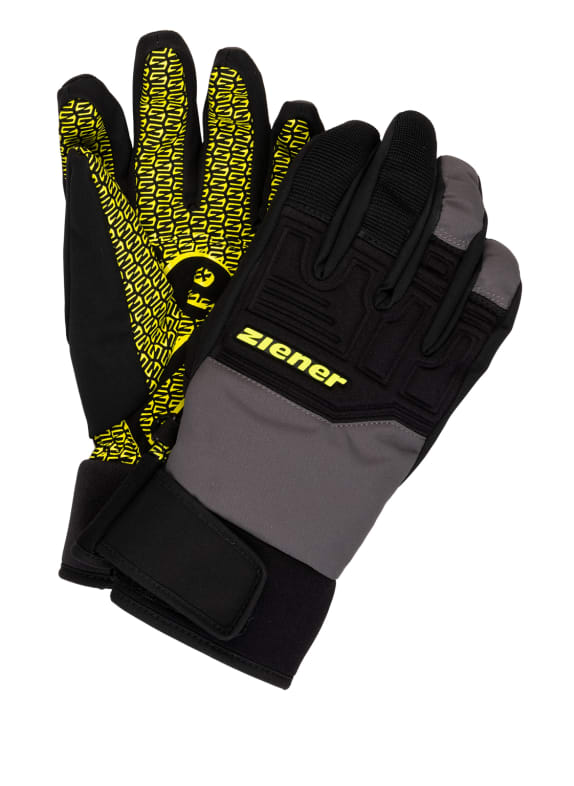 ziener Ski gloves GARIM AS® BLACK/ NEON YELLOW/ GRAY