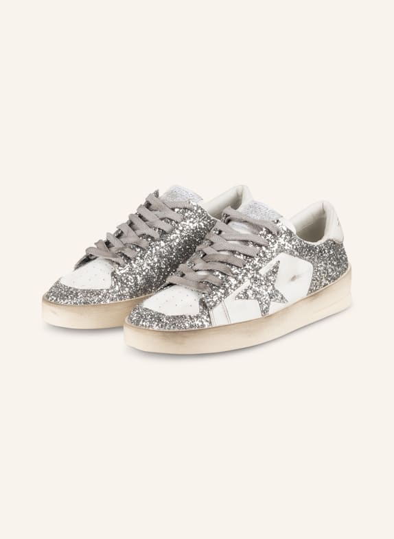 GOLDEN GOOSE Sneaker STARDAN mit Paillettenbesatz  WEISS/ SILBER