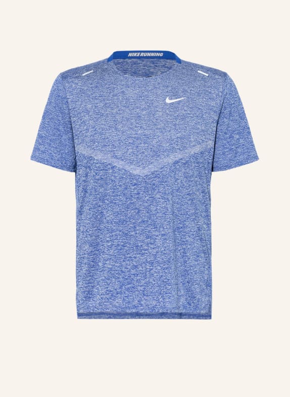 Nike Běžecké tričko RISE 365 MODRÁ/ SVĚTLE ŠEDÁ
