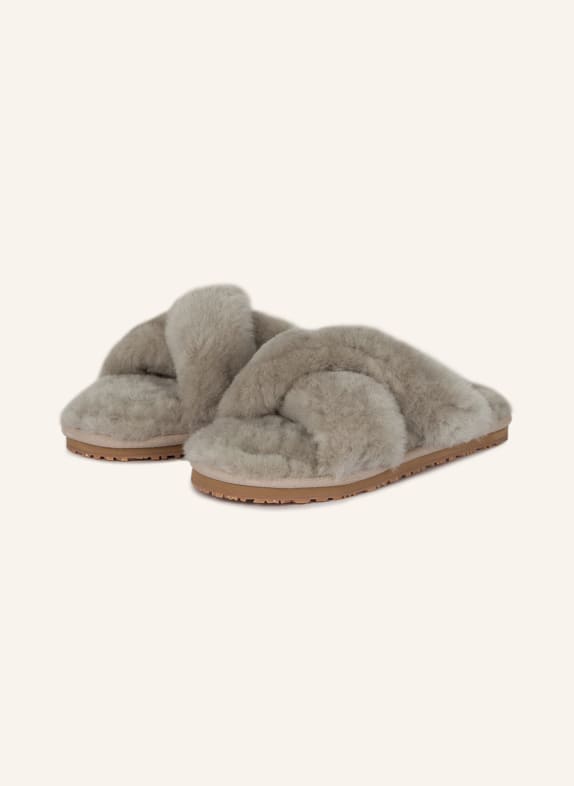 mou Slippers made of real fur LIGHT GRAY