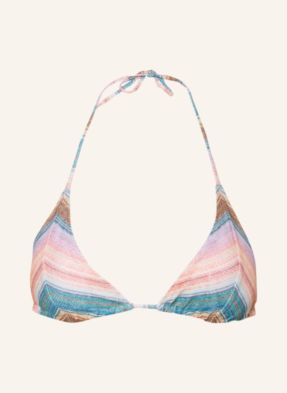 watercult Triangel-Bikini-Top PASTEL SUNSET mit Glitzergarn HELLORANGE / BLAU / GRÜN