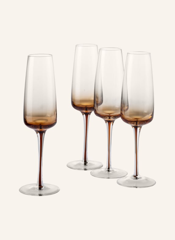 BROSTE COPENHAGEN Set of 4 champagne glasses WHITE/ ORANGE