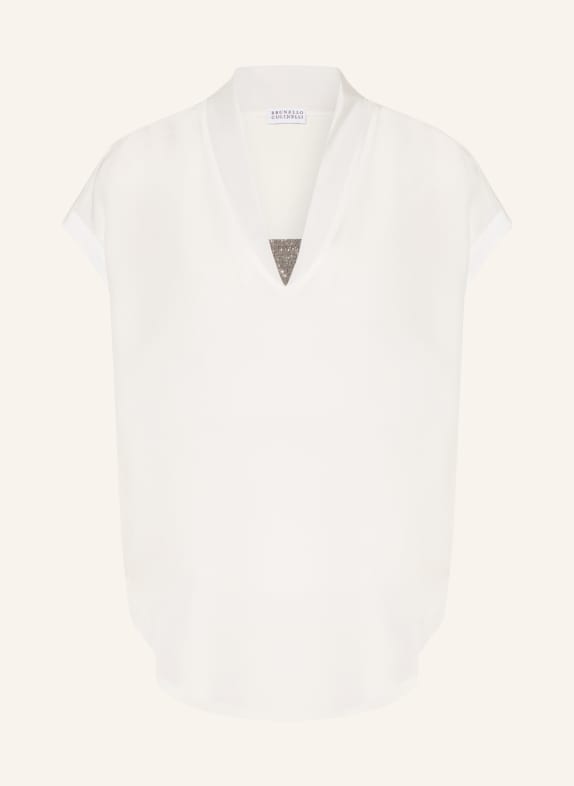 BRUNELLO CUCINELLI Blouse-style shirt in silk WHITE