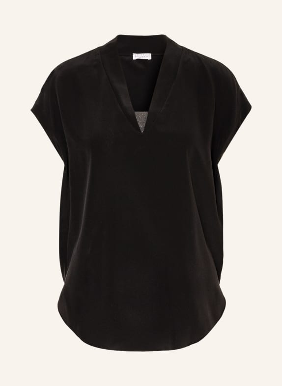 BRUNELLO CUCINELLI Blouse-style shirt in silk BLACK