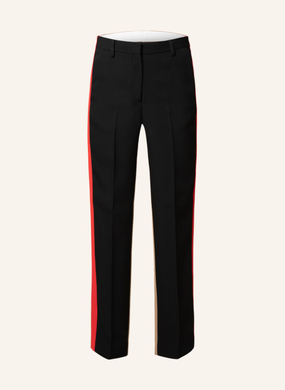 BURBERRY Trousers LOTTIE with tuxedo stripe BLACK/ CAMEL/ RED