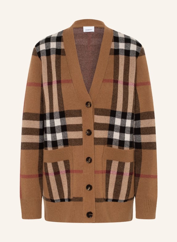 BURBERRY Cardigan WILLAH with cashmere CAMEL/ WHITE/ BLACK
