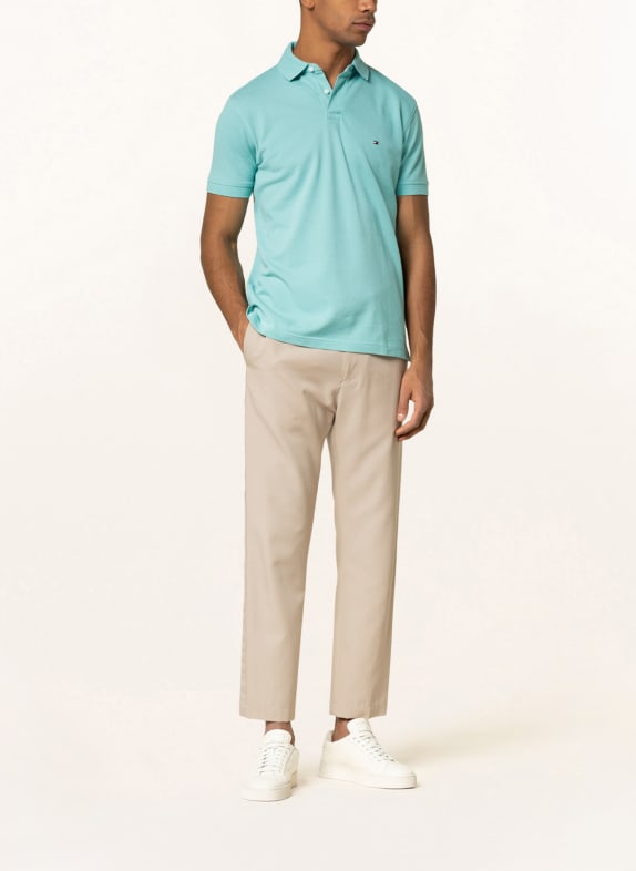 TOMMY HILFIGER Koszulka polo z piki slim fit TURKUSOWY