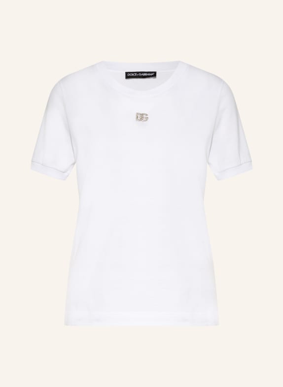 DOLCE & GABBANA T-Shirt mit Schmucksteinen WEISS