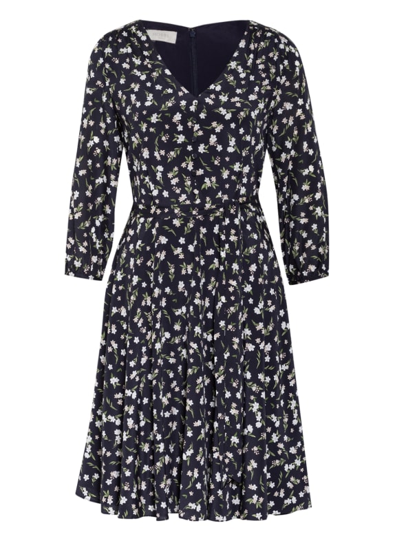 HOBBS Seidenkleid ELENA mit 3/4-Arm DUNKELBLAU / WEISS / GRÜN