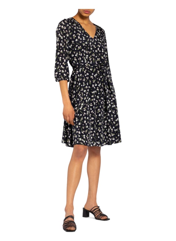 HOBBS Seidenkleid ELENA mit 3/4-Arm DUNKELBLAU / WEISS / GRÜN