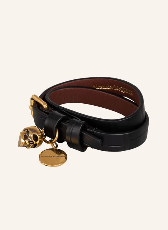 Alexander McQUEEN Leather bracelet BLACK/ GOLD