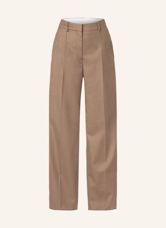 BURBERRY Wide leg trousers JANE with mohair wool and tuxedo stripe CAMEL
