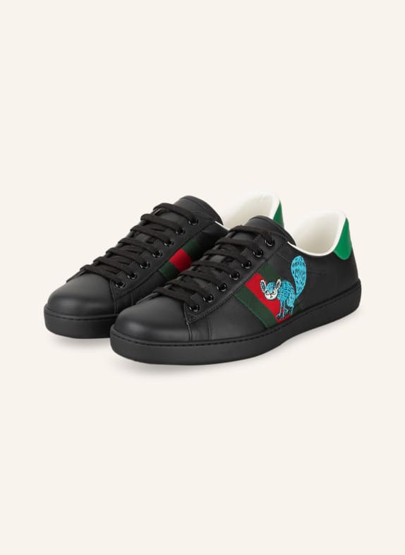 GUCCI Sneaker NEW ACE SCHWARZ/ GRÜN/ ROT
