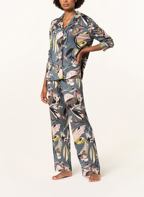 mey Pyjamashirt serie HILARIA PETROL / TAUPE / NUDE