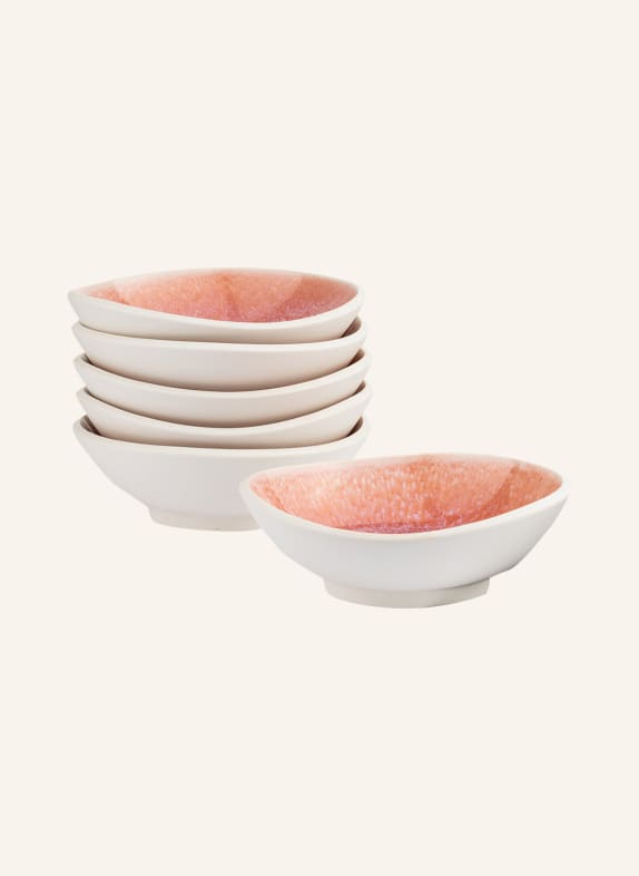 Rosenthal Set of 6 bowls JUNTO ROSE QUARTZ LIGHT ORANGE/ CREAM