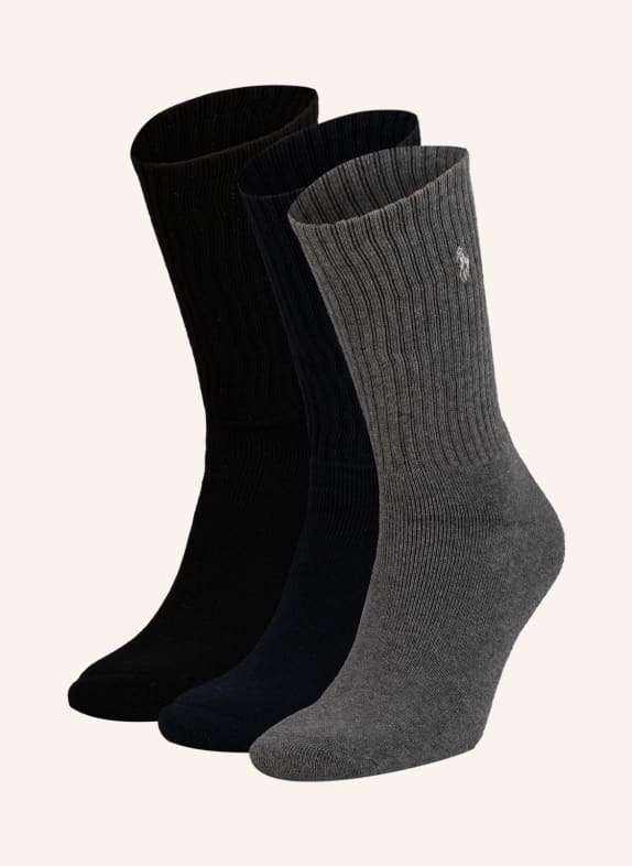 POLO RALPH LAUREN 3-pack socks 001 ASST NAVY/CHARCOAL HTHR/BLACK