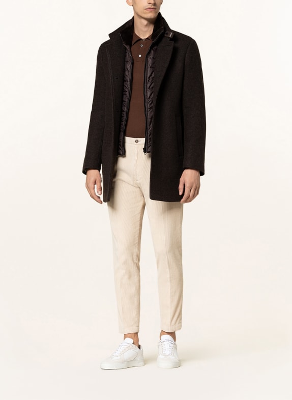 CINQUE Mantel CIARSENAL mit abnehmbarer Blende und Kunstpelzbesatz DUNKELBRAUN