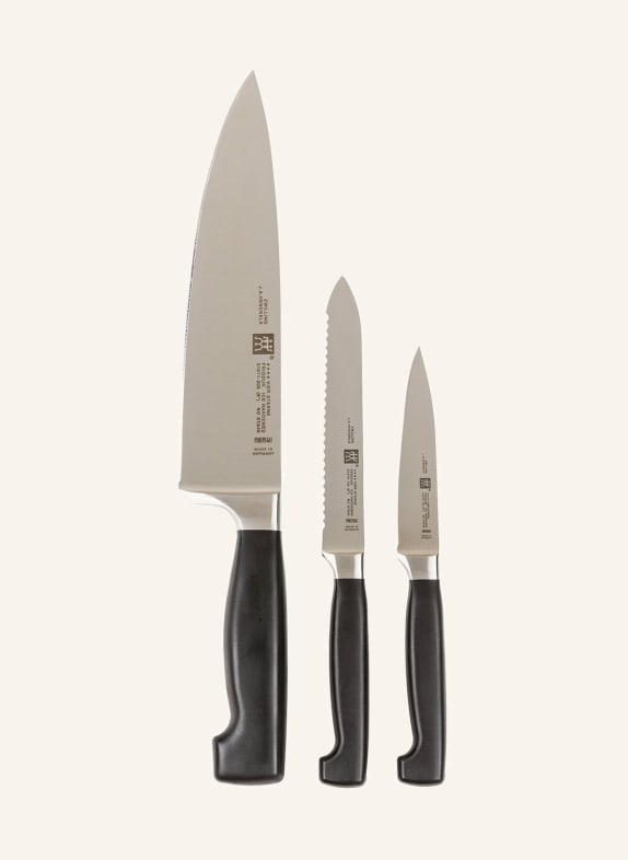 ZWILLING 3-piece Knife set ****VIER STERNE BLACK/ SILVER