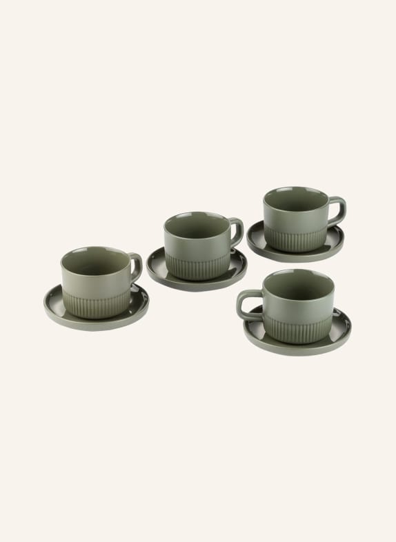 Marc O'Polo Set of 4 espresso cups MOMENTS with saucer OLIVE