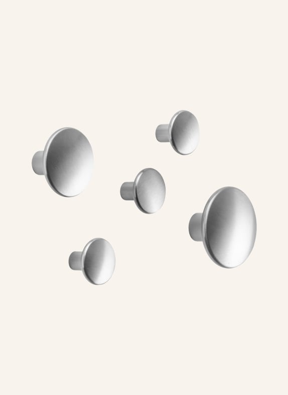 MUUTO 5-tlg. Wandhaken-Set DOTS METAL SILBER
