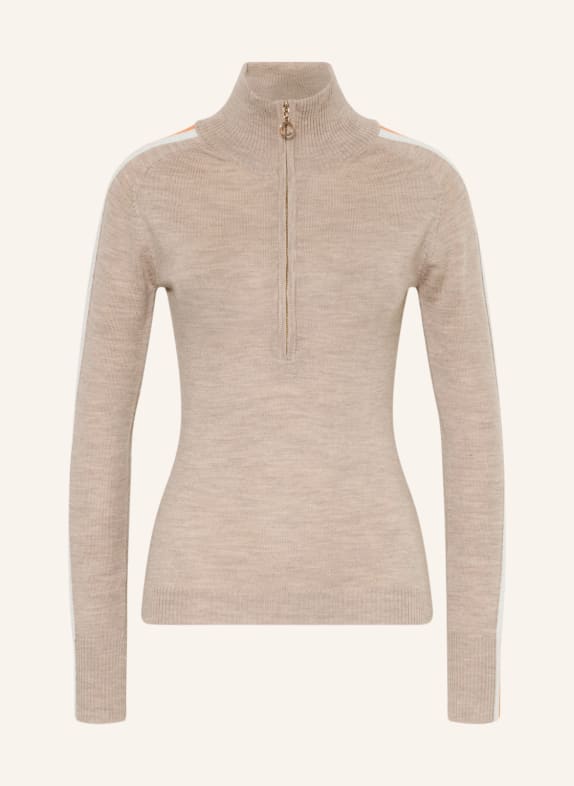 WE NORWEGIANS Troyer mit Glitzergarn und Galonstreifen BEIGE