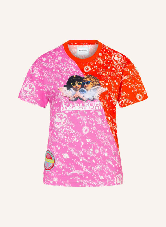 NAPAPIJRI T-Shirt PINK/ ORANGE/ WEISS