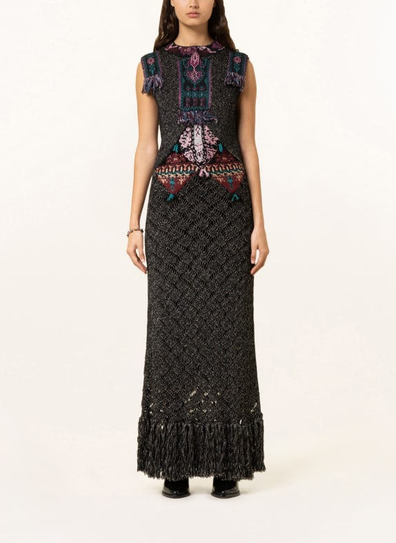 ETRO Knit dress with glitter thread BLACK/ FUCHSIA/ DARK RED