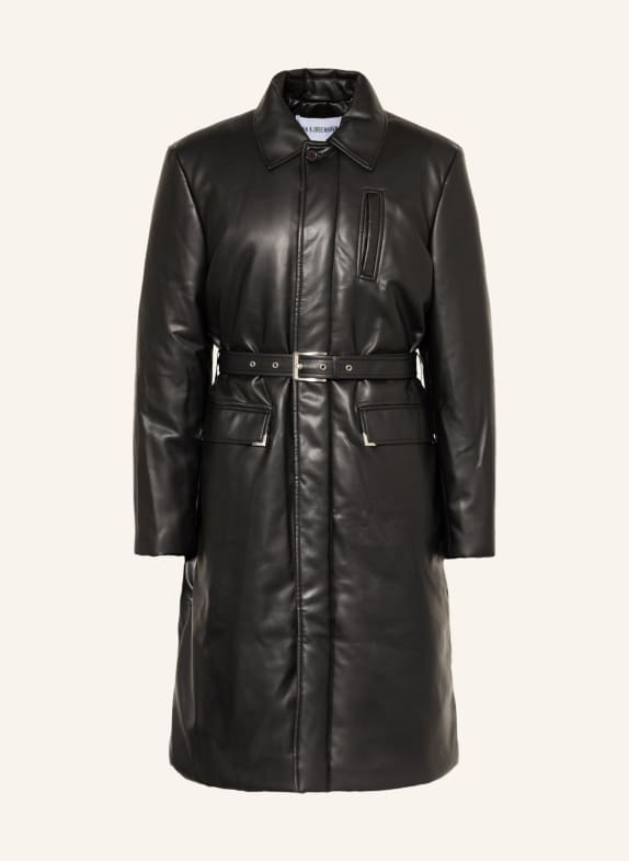 HAN KJØBENHAVN Leather look coat BLACK