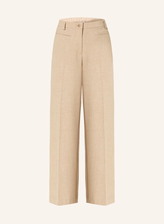 summum woman Wide leg trousers with tuxedo stripes CAMEL