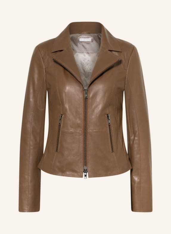 SCHYIA Leather jacket KIRA BROWN
